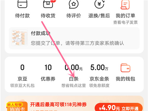 京東白條在哪里開通