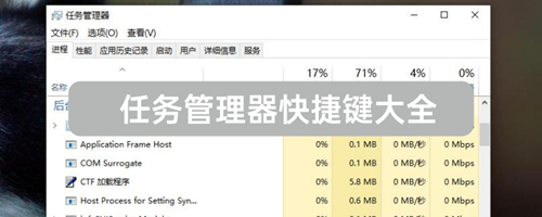 Win10任務管理器的快捷鍵有哪些？Win10任務管理器的快捷鍵大全