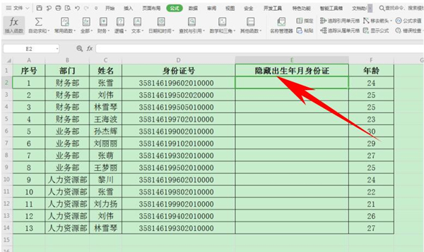 Excel表格中怎么隱藏身份證號(hào)生日