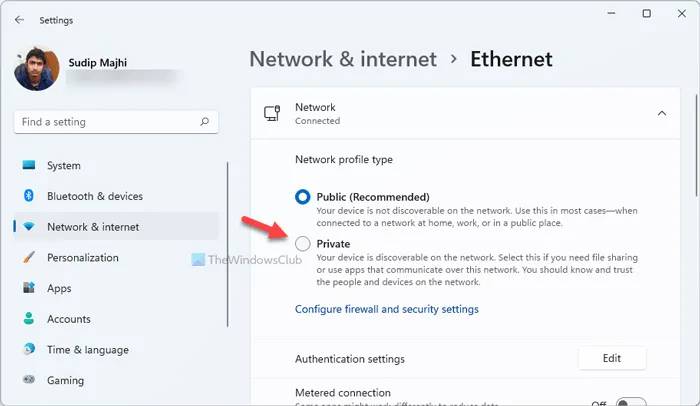 如何在Windows11中更改網絡配置文件類型？