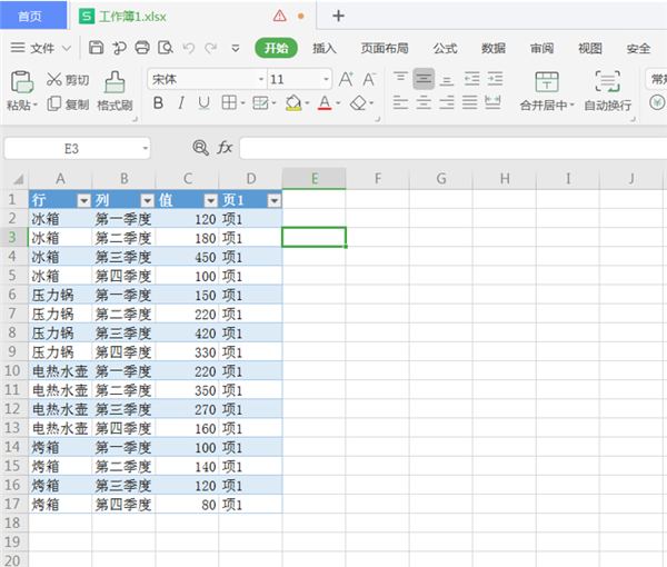 WPS Excel中將二維表轉(zhuǎn)換成一維表方法！