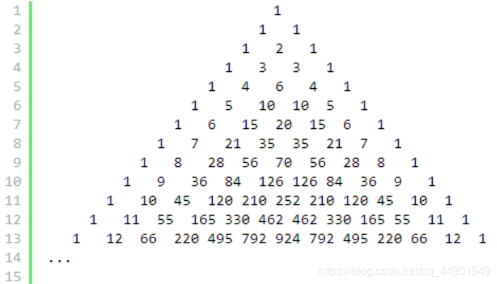 用Python生成N層的楊輝三角的實現方法