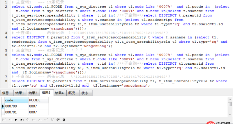 mysql - 結(jié)果相同的兩個(gè)子查詢，為什么主查詢語(yǔ)句結(jié)果完全不同？