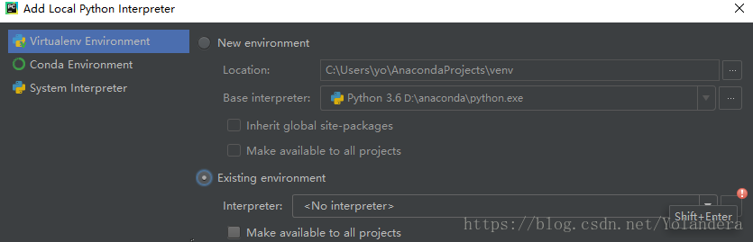 python 中關于pycharm選擇運行環境的問題