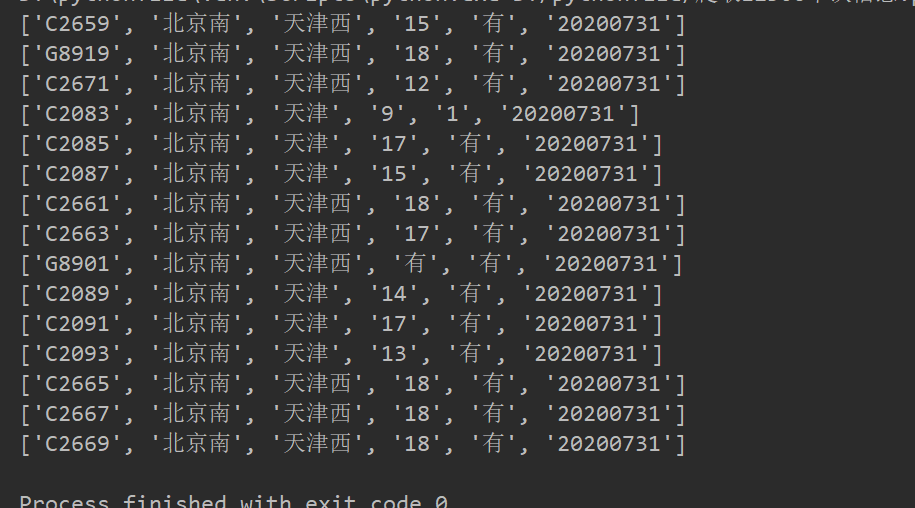 Python爬取12306車次信息代碼詳解