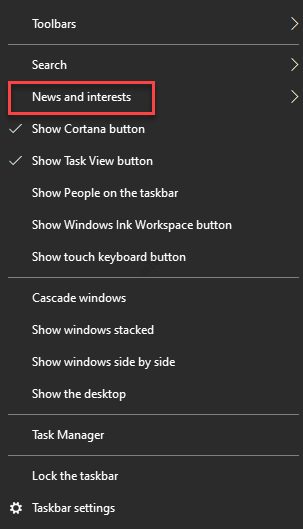 Win10的新聞和興趣功能里怎么取消隱藏特定的圖標?