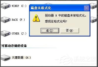 WinXP系統(tǒng)打開(kāi)U盤(pán)提示未被格式化怎么辦？