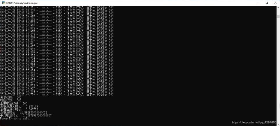 python+requests接口壓力測試500次,查看響應時間的實例