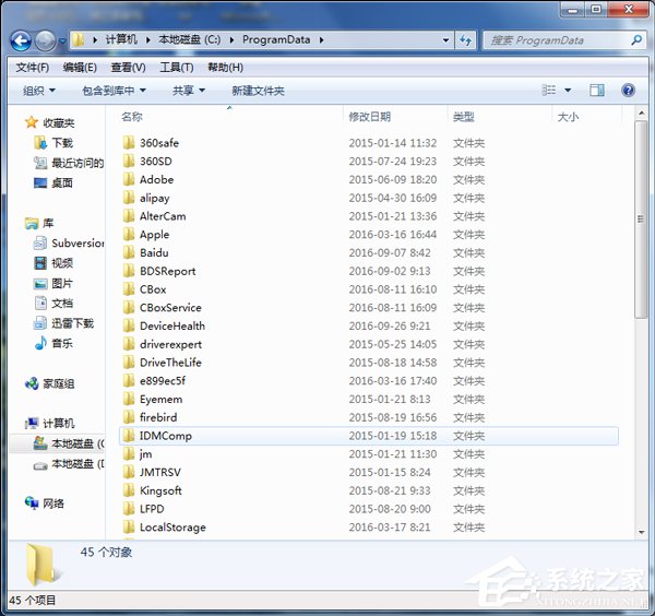 Win7系統如何查找C盤中的ProgramData文件夾?