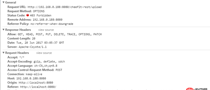 javascript - vue+iview  upload傳參失敗 跨域問題后臺已經解決 仍然報403，這是怎么回事啊？