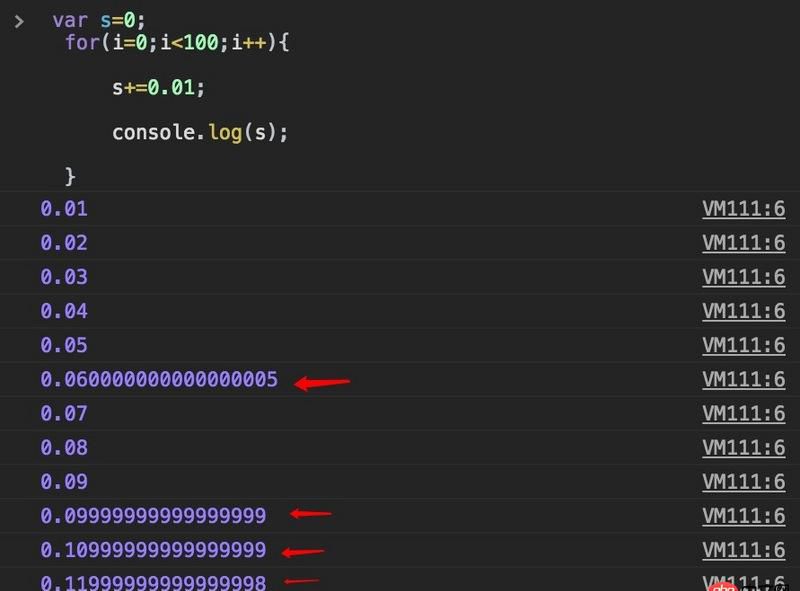 javascript - 在  for 循環中，表達式s+=0.01輸出的s為什么不是等差數列？
