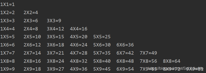 Java中四種9*9乘法表的實現方式(附代碼)