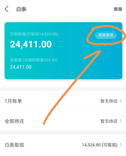 京東金融APP調整白條固定額度操作過程