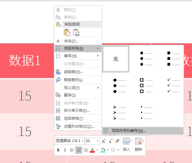 PPT表格添加項(xiàng)目符號具體操作過程