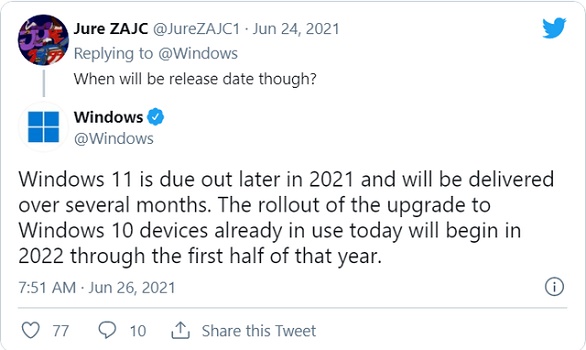 win11正式版推送時間介紹