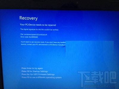 Win10系統(tǒng)開(kāi)不了機(jī)出現(xiàn)Recovery藍(lán)屏怎么解決