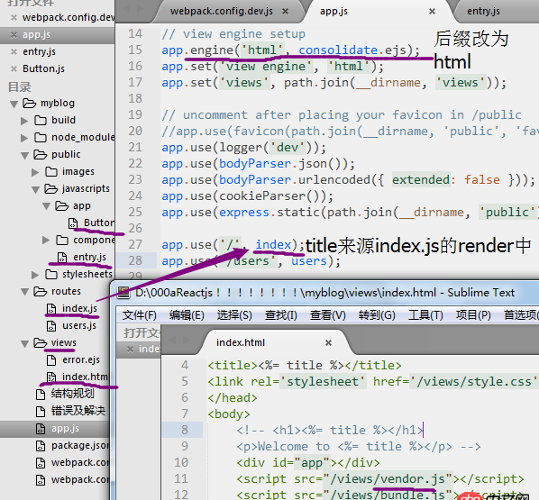 node.js - 請(qǐng)教學(xué)長們，用webpack服務(wù)器在開發(fā)模式下打包出來的東西怎么給express服務(wù)器用？？？