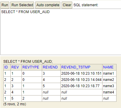 Springboot hibernate envers使用過程詳解