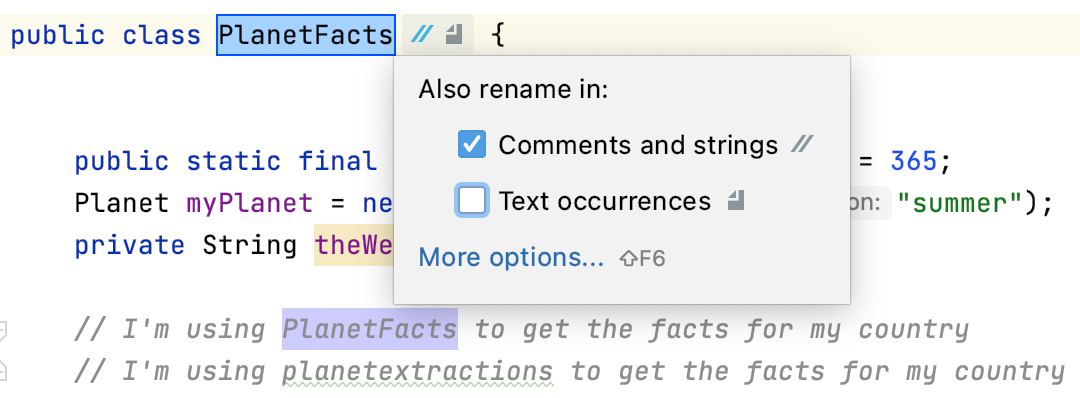 IntelliJ IDEA 2020.3通過重命名內聯重構代碼