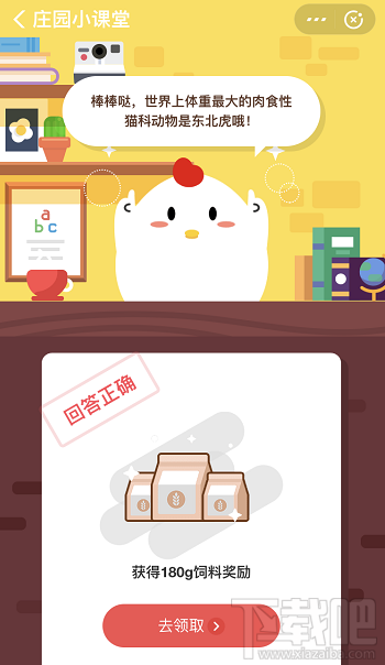 支付寶螞蟻莊園10月28日答案 那種大貓是世界上體重最大的肉食性貓科動物