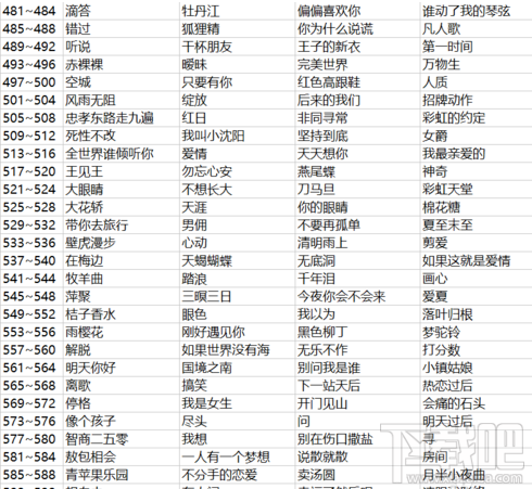 微信猜歌達人400-1000關答案是什么