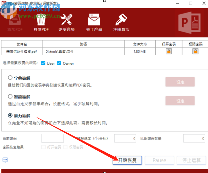 PDF密碼恢復(fù)工具破解PDF文件密碼的方法