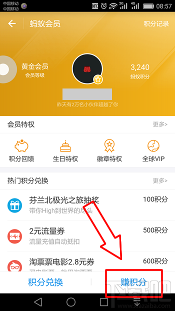 支付寶螞蟻積分在哪里看 螞蟻積分怎么提升
