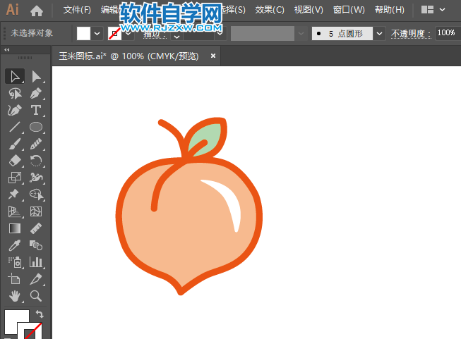 AI怎么畫(huà)畫(huà)桃子圖標(biāo)