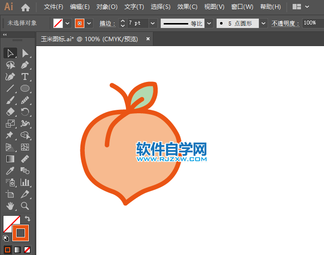 AI怎么畫(huà)畫(huà)桃子圖標(biāo)