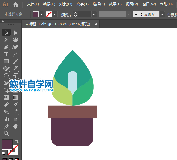 ai怎么畫百荷盆栽圖標(biāo)