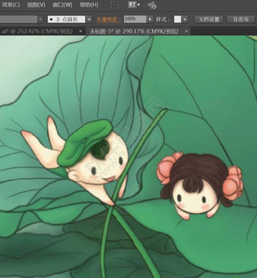 ai怎么設(shè)計豎屏的荷塘素材