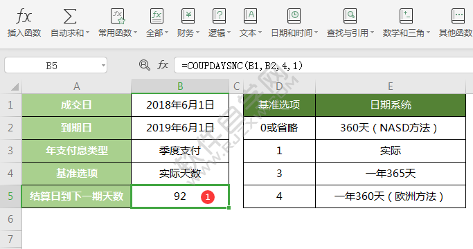wps中coupdaysnc函數怎么用