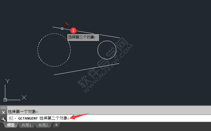 cad怎么相切約束圓與直線