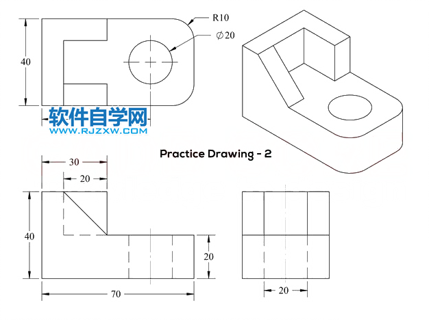 CAD倒角差集實體練習(xí)
