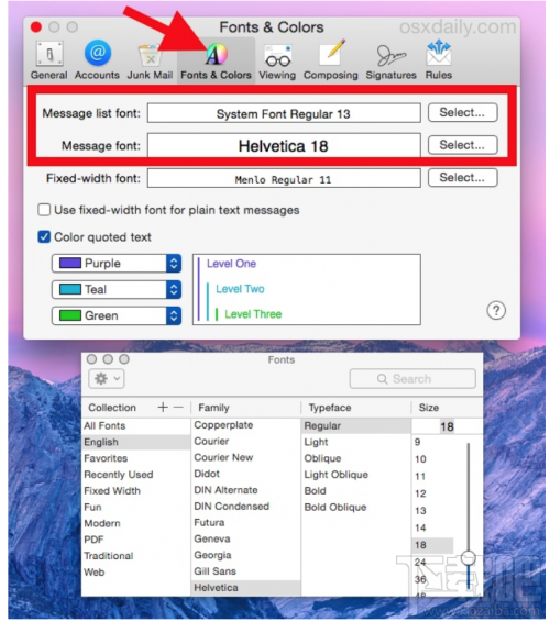 Mac OS X中的郵件字體大小怎么改？Mac OS X郵件字體大小修改方法