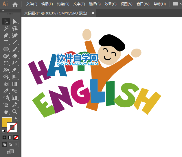怎么用AI設(shè)計(jì)卡通快樂(lè)英語(yǔ)標(biāo)志