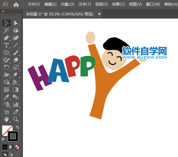 怎么用AI設(shè)計(jì)卡通快樂(lè)英語(yǔ)標(biāo)志