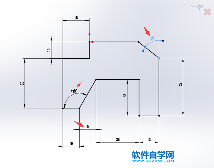 SOLIDWORKS修改角度完成草圖繪制