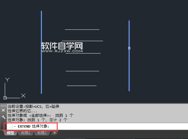 CAD怎么窗選延伸所有對象