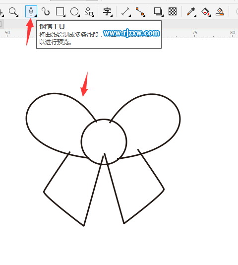 CDR設計蝴蝶心結簡筆畫教程