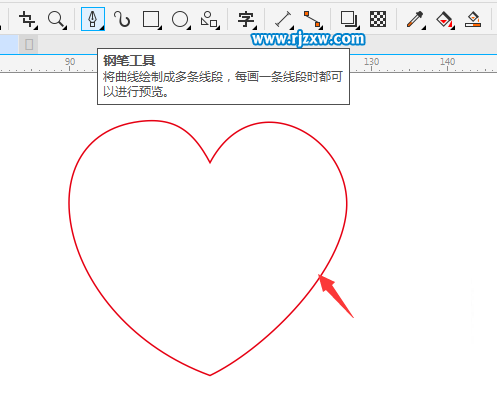 CDR設計蝴蝶心結簡筆畫教程