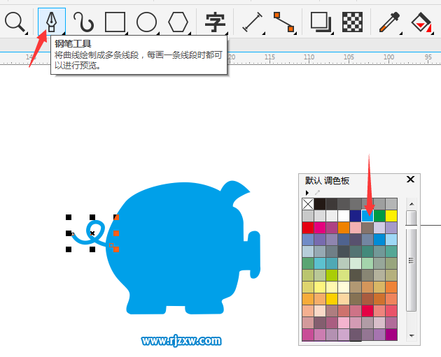 CDRX8設(shè)計存錢罐豬的標志
