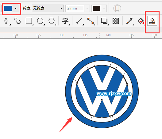 教你簡單用CDRX8設計大眾LOGO教程