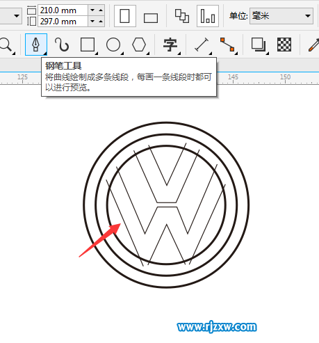 教你簡單用CDRX8設計大眾LOGO教程