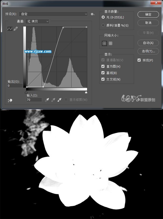 用PS曲線快速摳出荷花